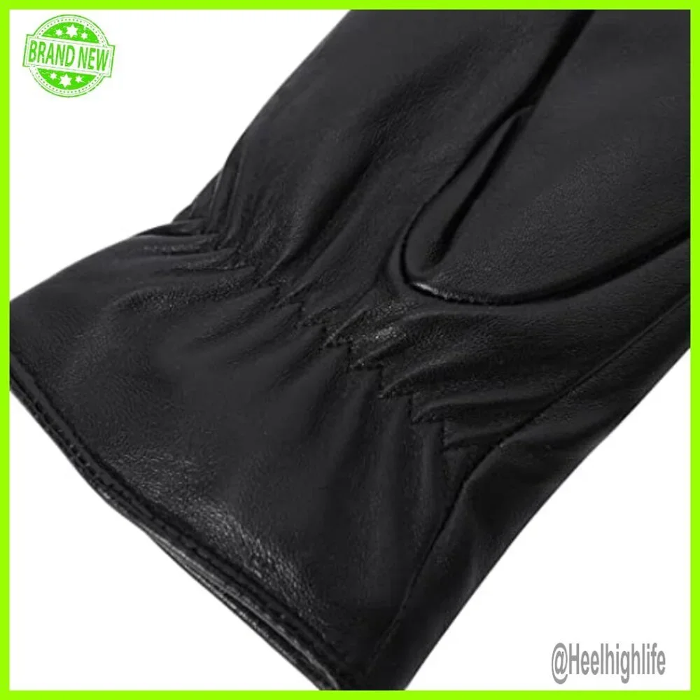 Medium Leather Gloves Touchscreen Fleece Lined Winter Warm Driving